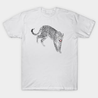 Stylish Black & Pink Leopard Animal White Design T-Shirt